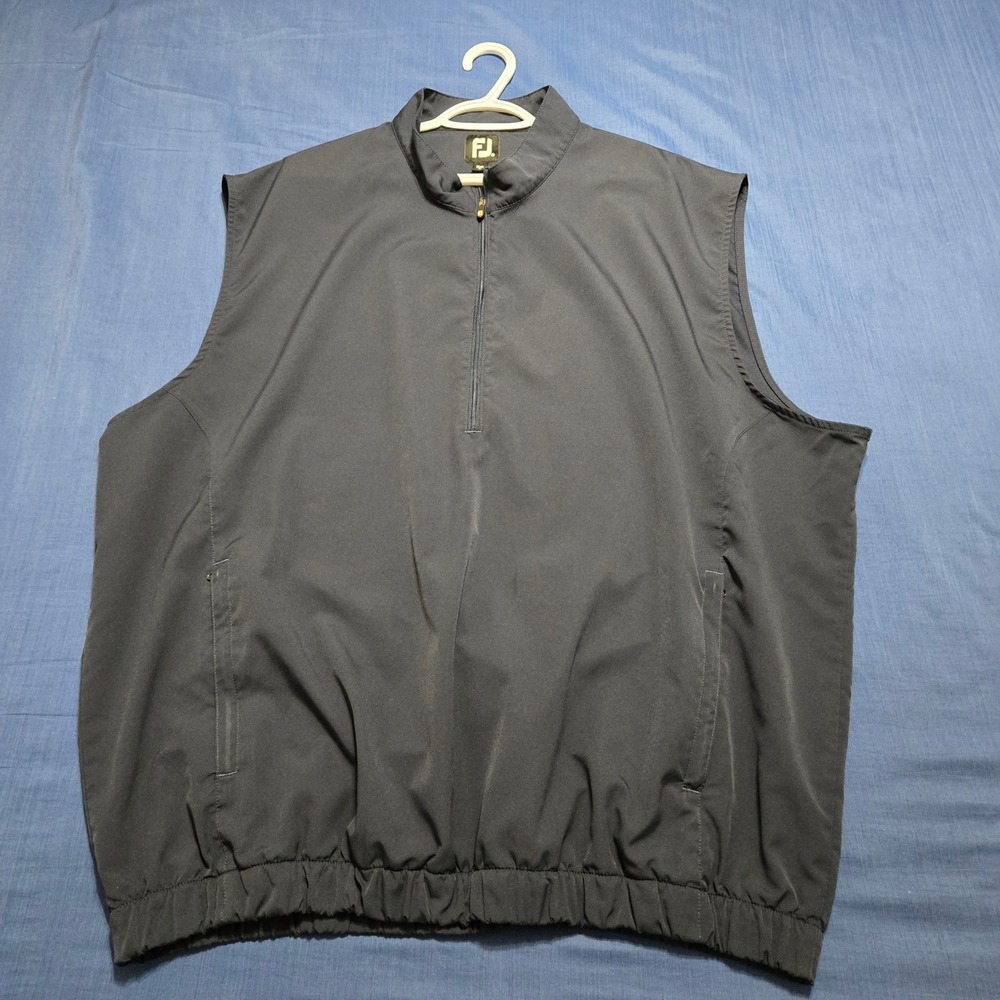 FootJoy Golf Vest Mens XXL Navy Blue Excellent 1/4 Zip Windbreaker Sleeveless